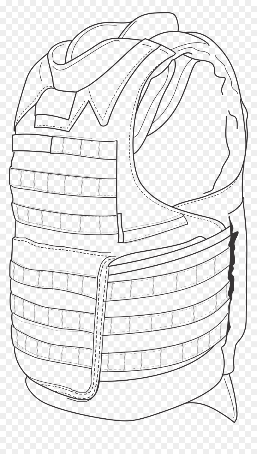 Military Armor Vest Clip Arts - Drawing Of Bullet Proof Vest, HD Png Download - vest png