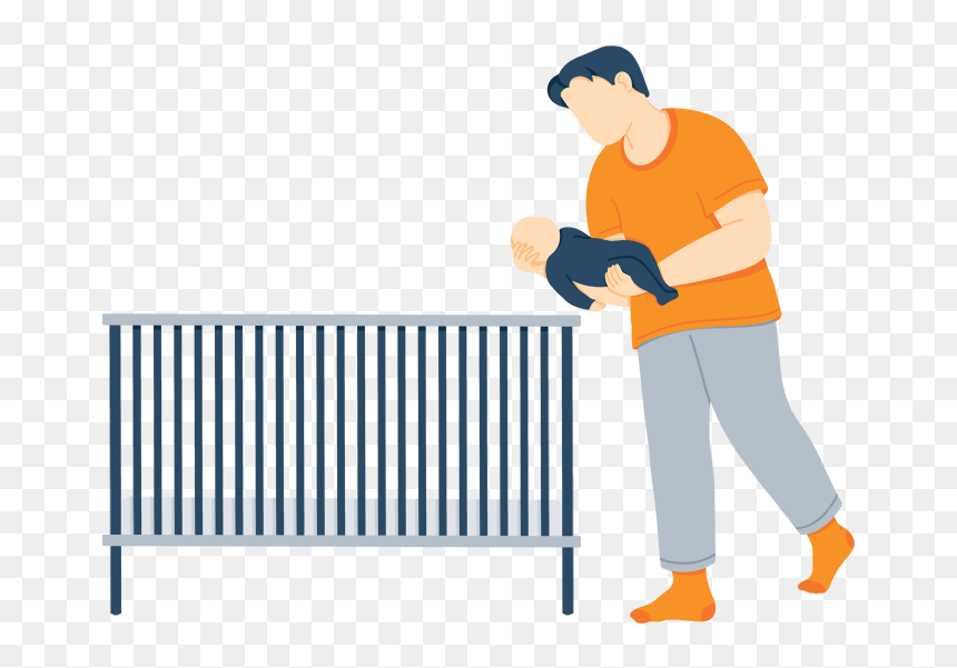Illustration Of A Dad Transitioning His Baby To His, HD Png Download - baby crib png