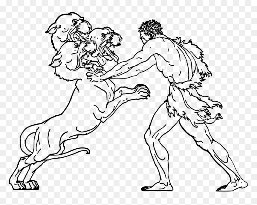 Hercules And Cerberus, HD Png Download - greek gods png