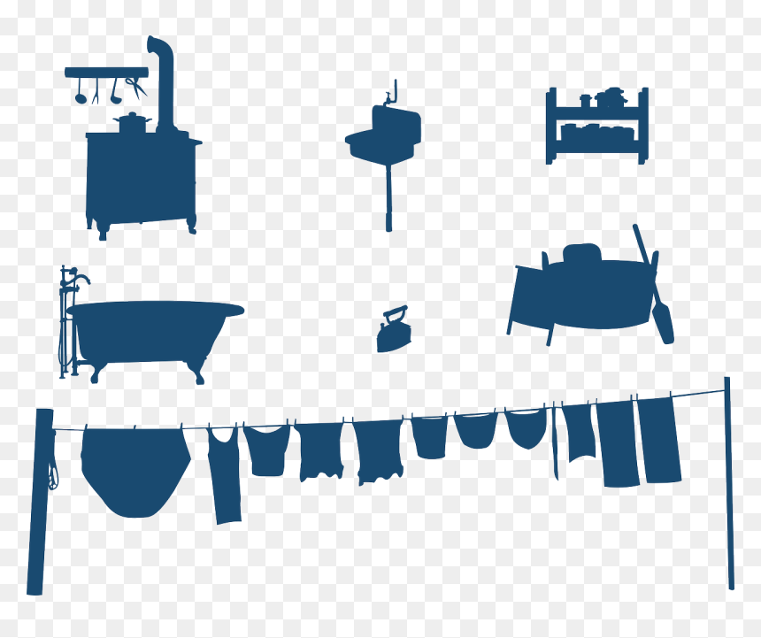 Victorian Household Blue - Hanging Clothes Vector Png, Transparent Png - clothes line png