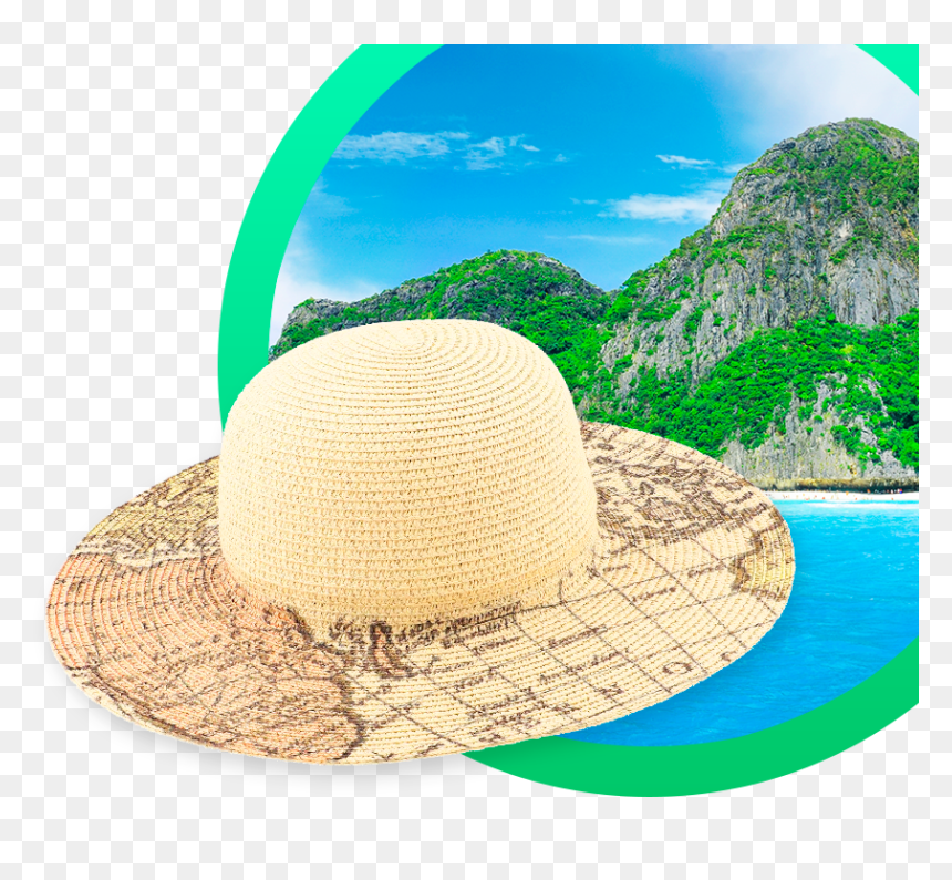 Fashion Sun Hat Map Print - Fedora, HD Png Download - sun hat png