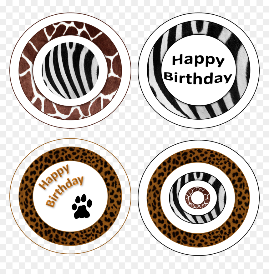Animal Print Cupcake Toppers Birthday Animal Print - Circle, HD Png Download - animal print png