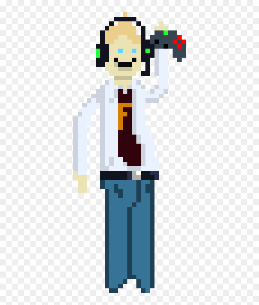 The Happy Guy Gamer White With A F And A Gamepad - Pokemon Red Pixel Art, HD Png Download - happy guy png