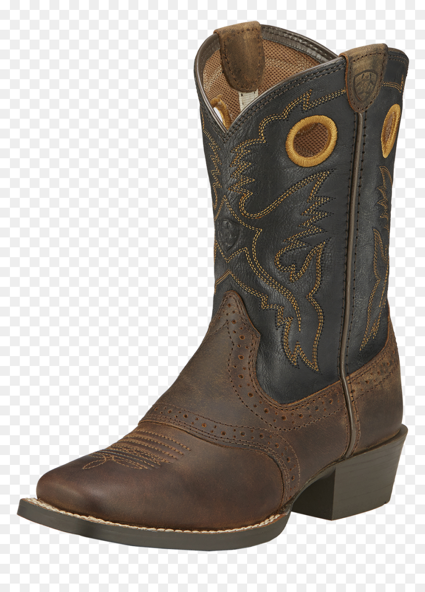 Ariat Youth Roughstock Cowboy Boots - Distressed Black/brown - Cowboy Boot, HD Png Download - cowboy boots and hat png