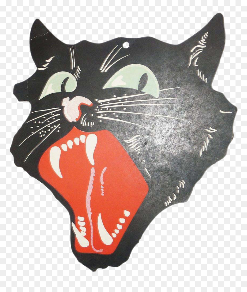 Vintage Dennison Halloween Black Cat Die Cut For Kids - Vintage Transparent Halloween Pngs, Png Download - halloween black cat png