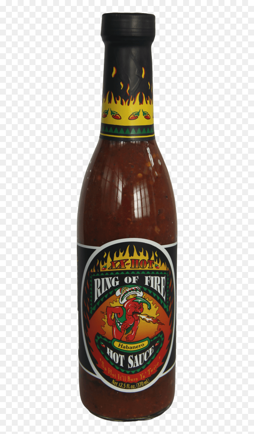 Ring Of Fire Xx-hot Habanero Hot Sauce 370ml - Beer Bottle, HD Png Download - habanero png