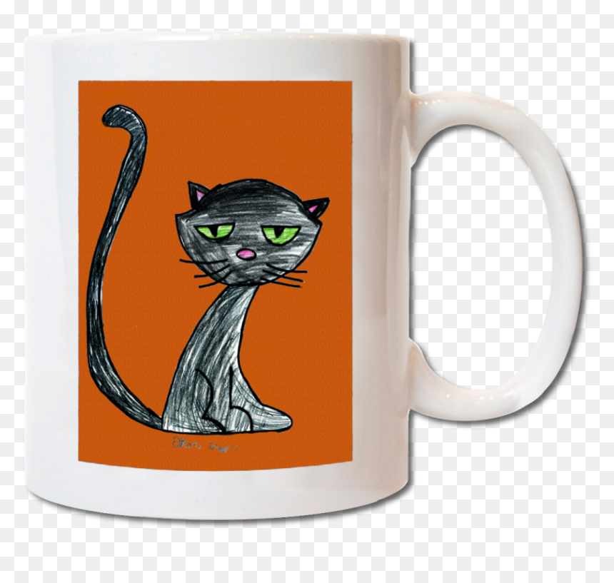 Mug, HD Png Download - halloween black cat png
