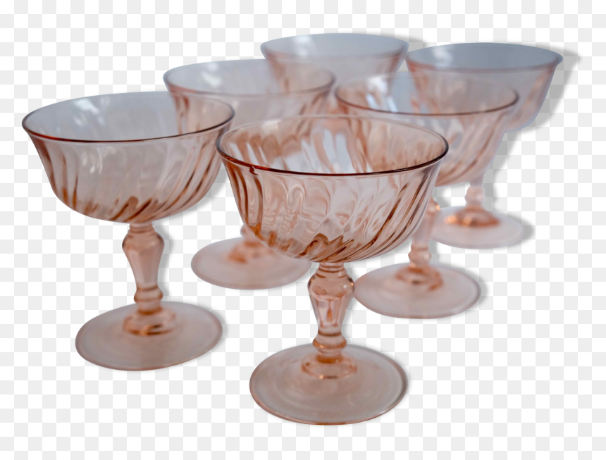Excellent Condition French Vintage Set Of 6 Arcoroc - Champagne Stemware, HD Png Download - vintage swirl png