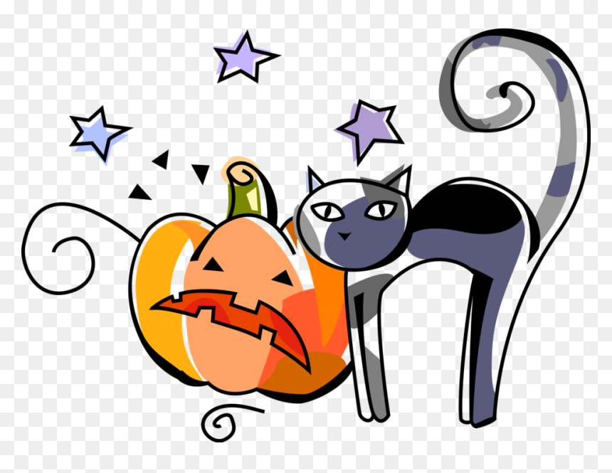 Vector Illustration Of Halloween Black Cat Associated - Monografia De Halloween, HD Png Download - halloween black cat png