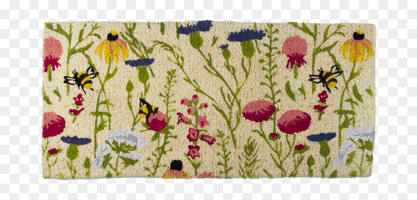 Beehive Shoppe Coir Door Mat Wildflower Bee, HD Png Download - welcome mat png