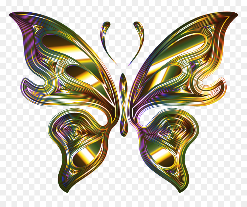Butterfly 14 No Background - Gold Butterfly Transparent Background, HD Png Download - gold butterfly png
