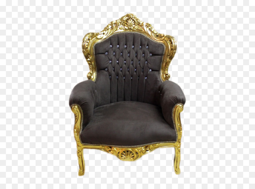 Big Baroque Armchair Gold Frame, Brown Velvet With - Club Chair, HD Png Download - baroque frame png