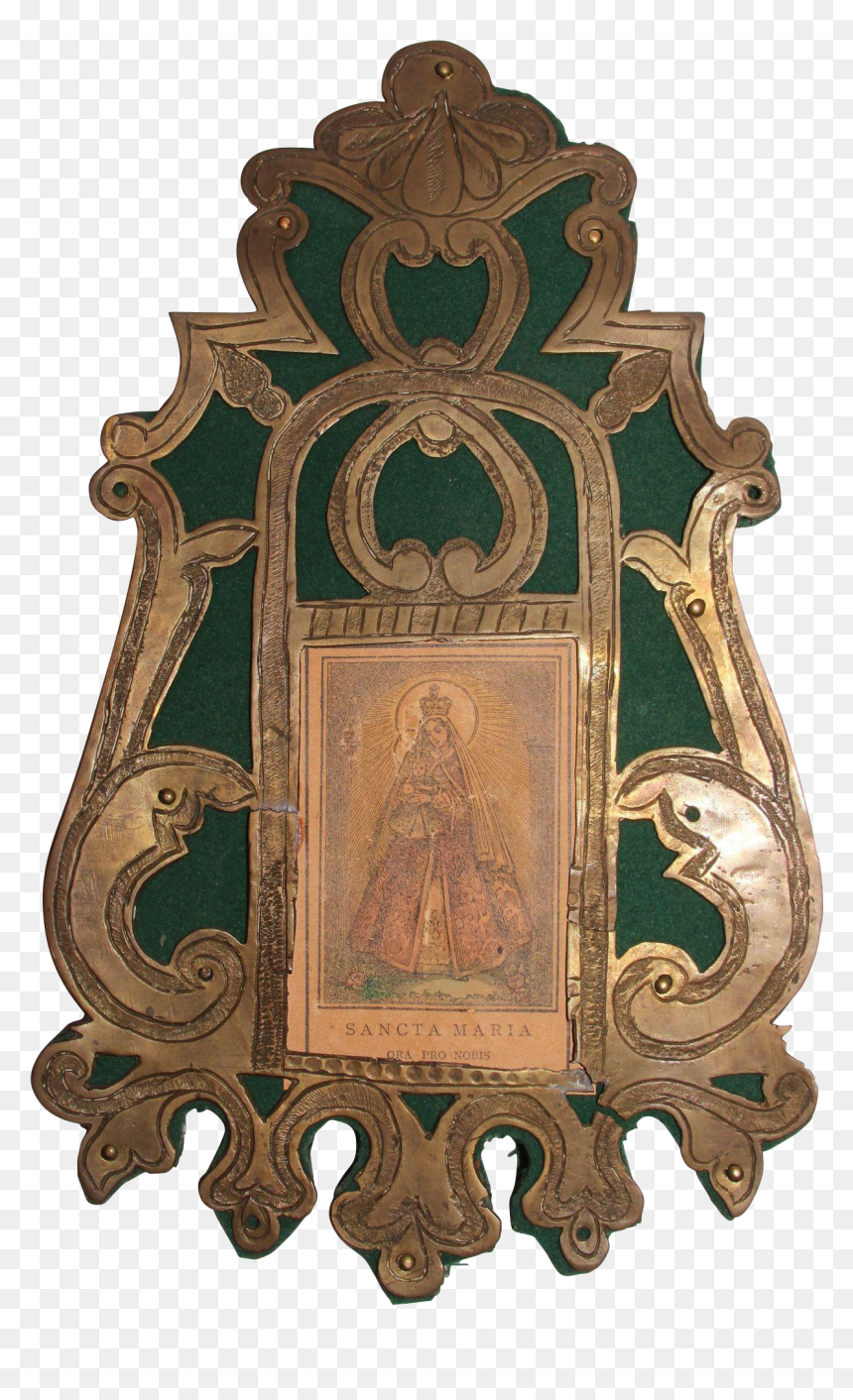 18th Century Baroque Engraved Bronze Devotional Frame - Antique, HD Png Download - baroque frame png