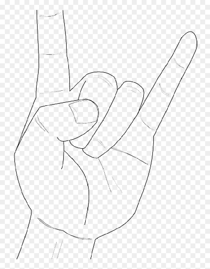 Heavy Metal Horns Music Rock Gesture Hand Public Domain - Line Art, HD Png Download - metal horns png