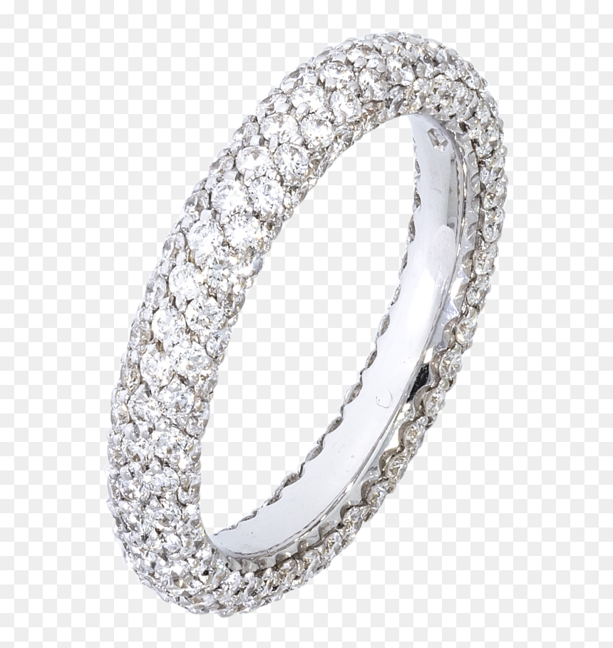 Round Brilliant Pave Diamond Wedding Band - Bangle, HD Png Download - wedding band png