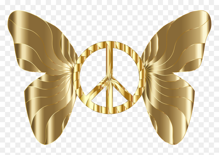 Groovy Peace Sign Butterfly 10 Clip Arts - Art Peace, HD Png Download - gold butterfly png