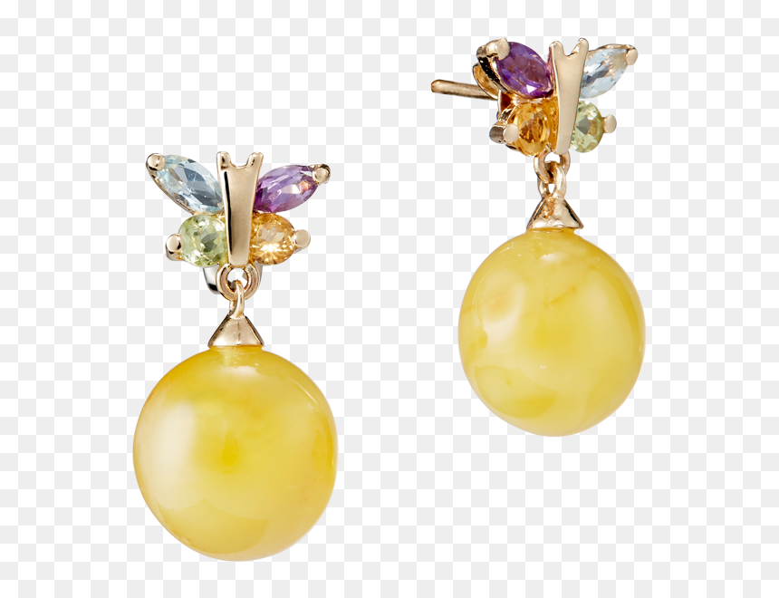 Our Selection Earrings In Milky Amber And Gold With - Earrings, HD Png Download - gold butterfly png