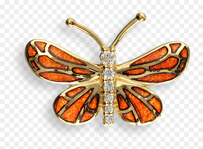 Nicole Barr Designs 18 Karat Gold Butterfly Lapel Pin-orange - Grammia Virgo, HD Png Download - gold butterfly png