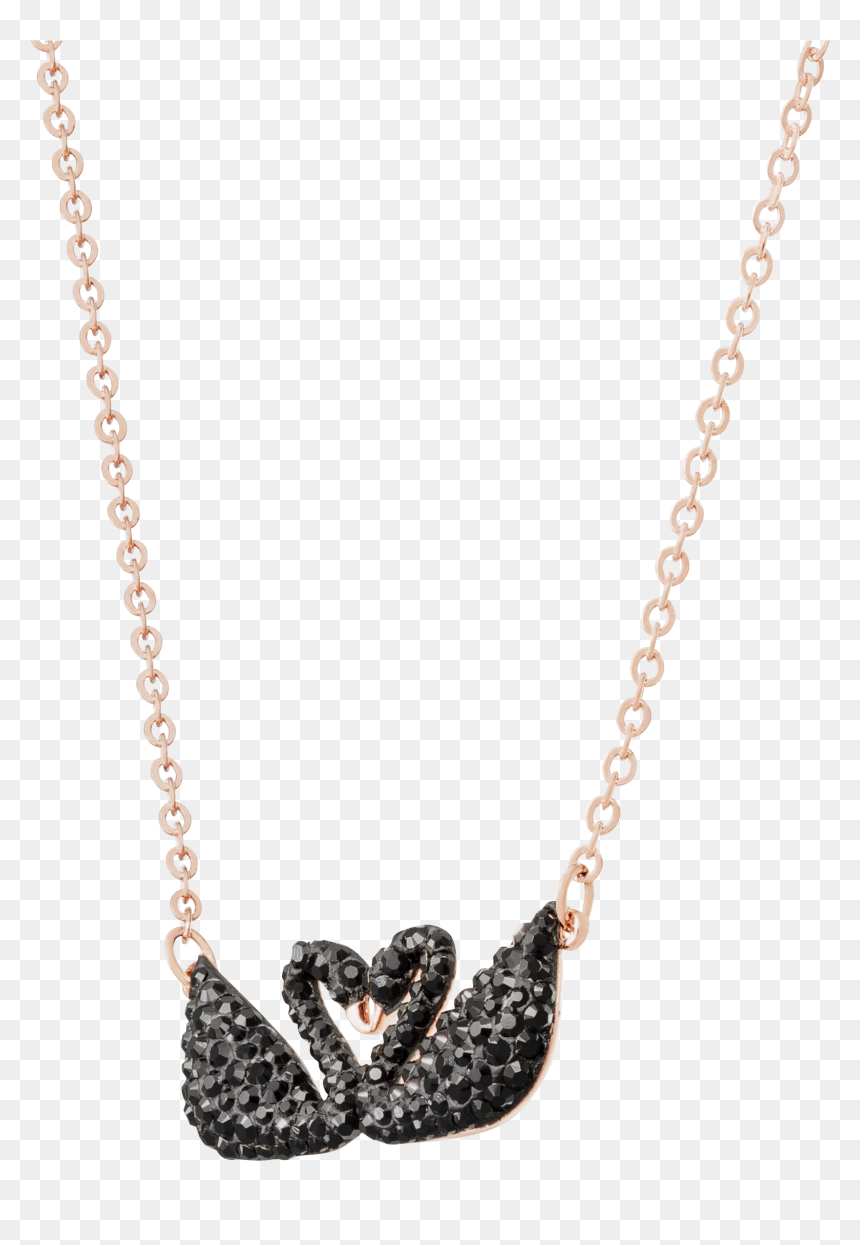 Iconic Swan Double Necklace, Black, Rose Gold Plating, HD Png Download - gold butterfly png