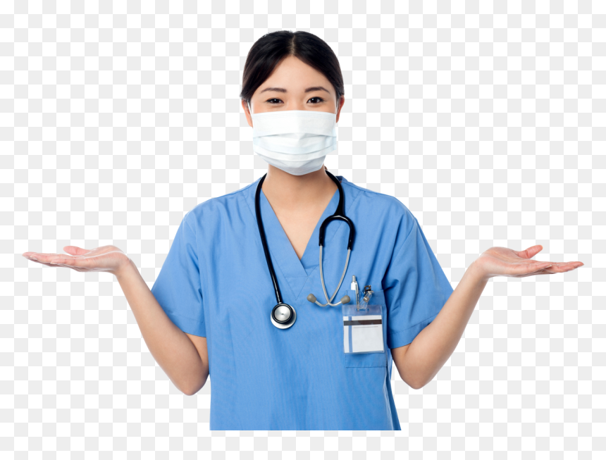 Women Pointing Both Sides Png Image - Doctor With Mask Png, Transparent Png - doctor mask png