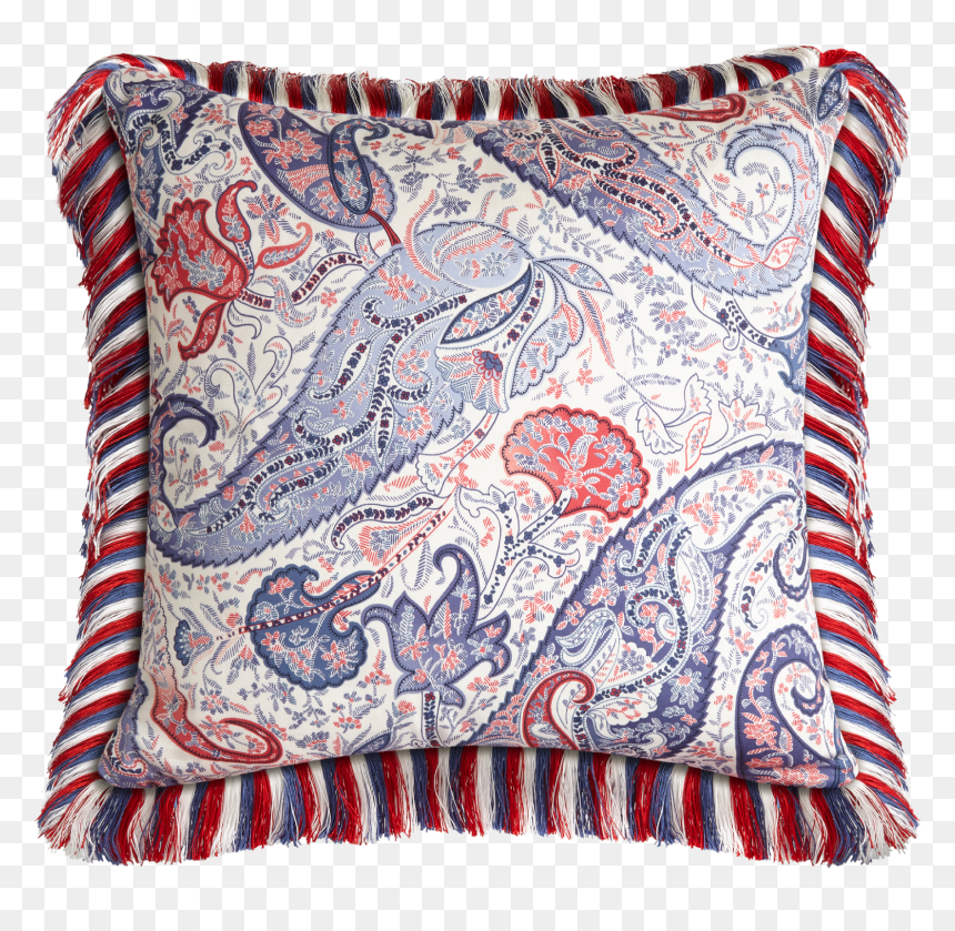 Cushion With Fringe And Paisley Print - Cushion, HD Png Download - paisley pattern png