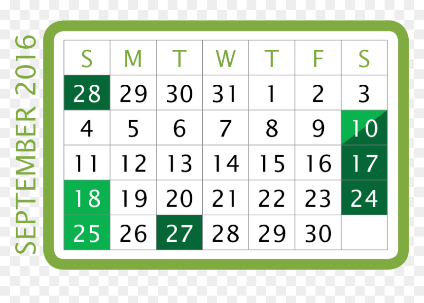 Pats-s Football Calender Setember - 2010 Calendar Printable, HD Png Download - 2016 calender png
