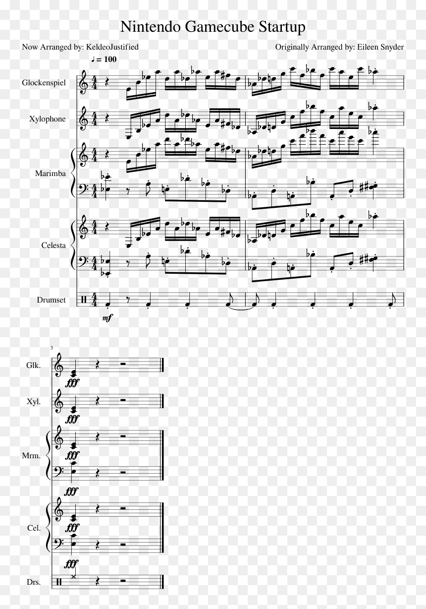 Gamecube Startup Sheet Music - Shanghai Beach Piano Music Sheet, HD Png Download - marimba png
