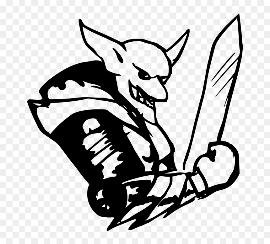 Line Art,head,art - Goblin Black And White, HD Png Download - hobgoblin png
