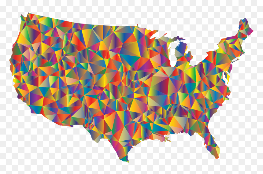 Blended Colorful Low Poly America Usa Map Clip Arts - Winslow Arizona On Map, HD Png Download - map of usa png