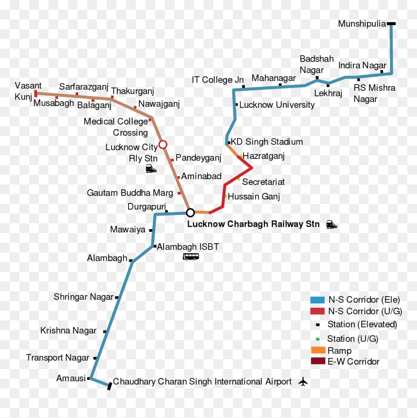 Lucknow Metro Route Map, HD Png Download - badshah png
