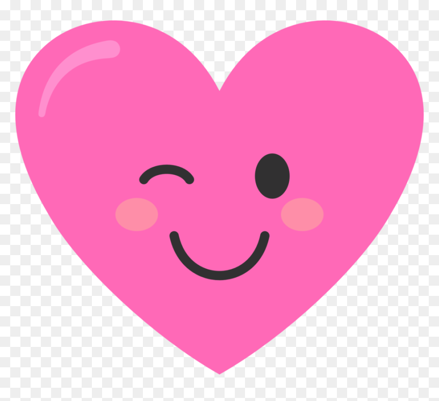 Winky Pink Heart - Smiley, HD Png Download - heart smiley png
