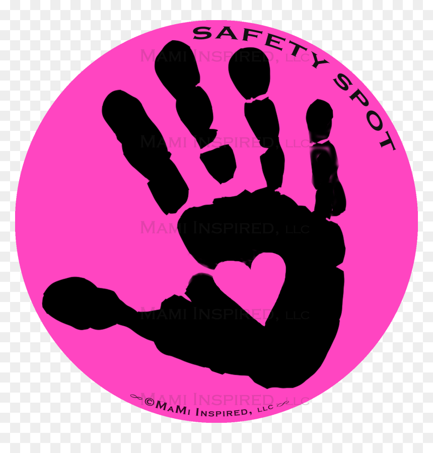 Safety Spot Kids Black Hand Color Background Car Magnet - Black Handprint On Pink Background, HD Png Download - color hand png