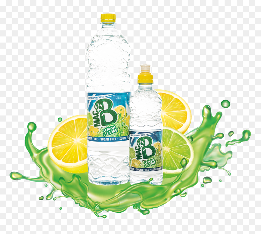Macb Bottle Of Lemon And Lime Flavoured Spring Water - Bottled Water, HD Png Download - lemon water png
