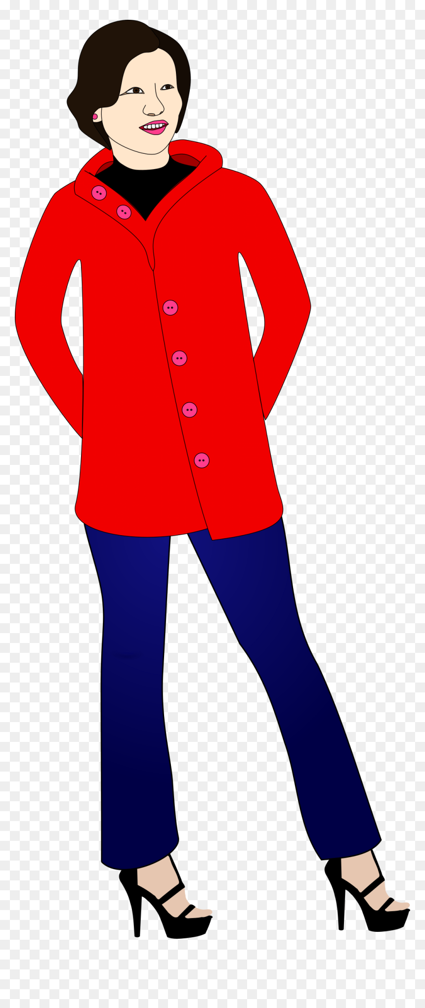 Woman In Jeans Clipart Png Transparent Png , Png Download - Woman In Coat Clipart, Png Download - jeans button png