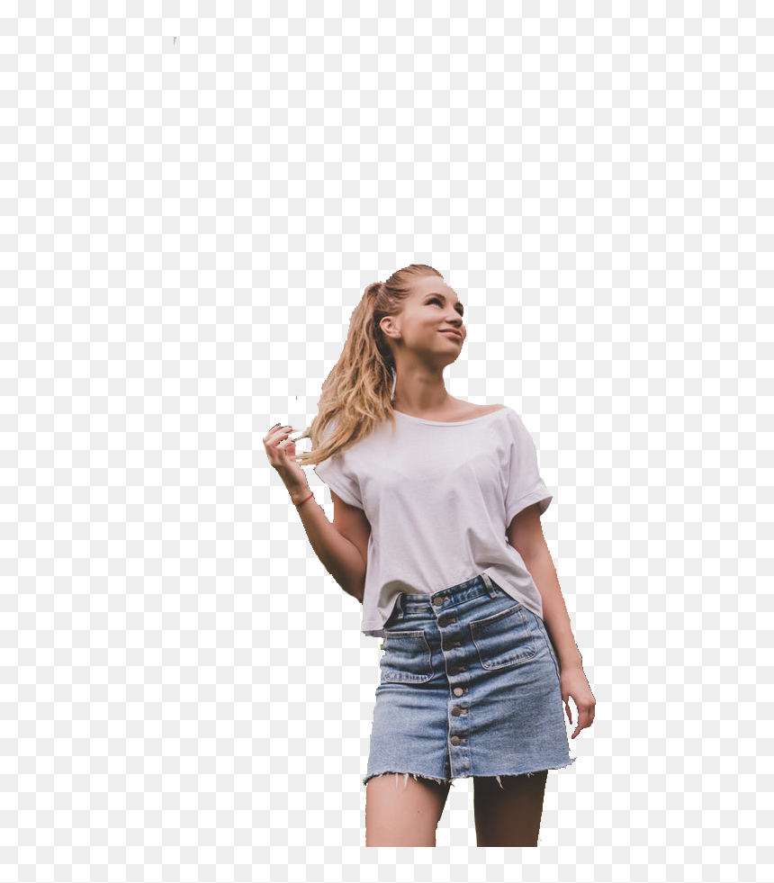 Girl In Button Skirt - Girl, HD Png Download - jeans button png