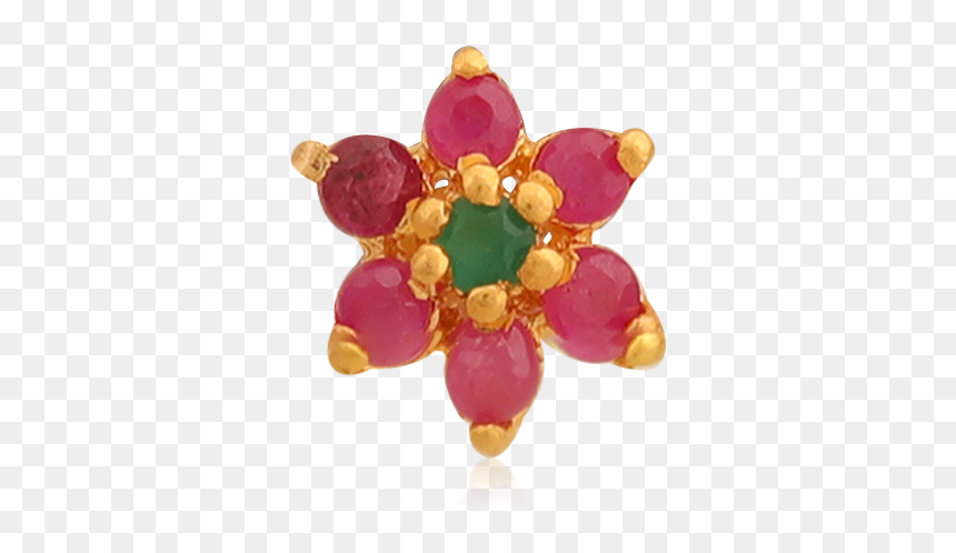 Six Petal Pink Stones Nose Pin - New Flag Of Queensland, HD Png Download - nose pin png