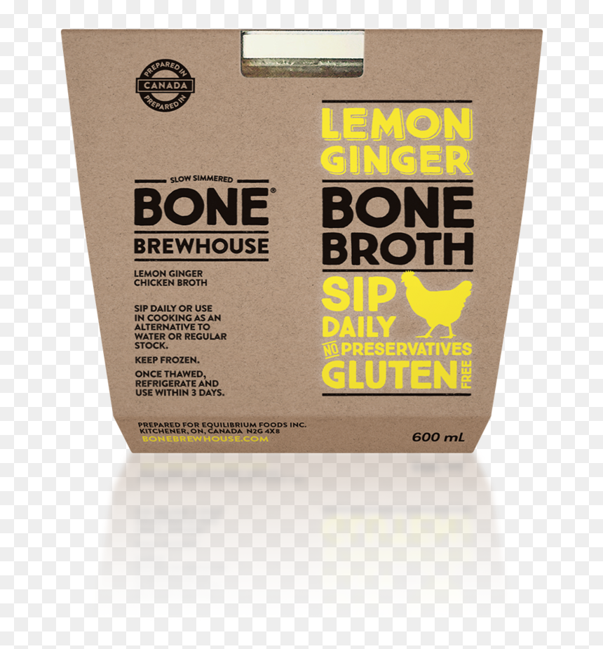 “packaging For Lemon Ginger Chicken Bone Broth Made - Paper Bag, HD Png Download - lemon water png