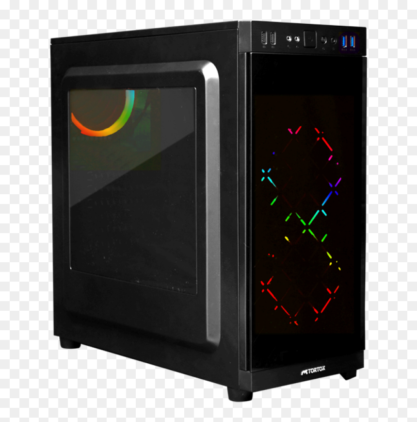 Tortox Neon Rgb Tempered Glass Computer Case With Window - Computer Case, HD Png Download - raees png