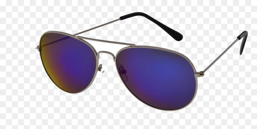 Aviator Silver Blue Mirror Lens, HD Png Download - aviator sunglasses png blue