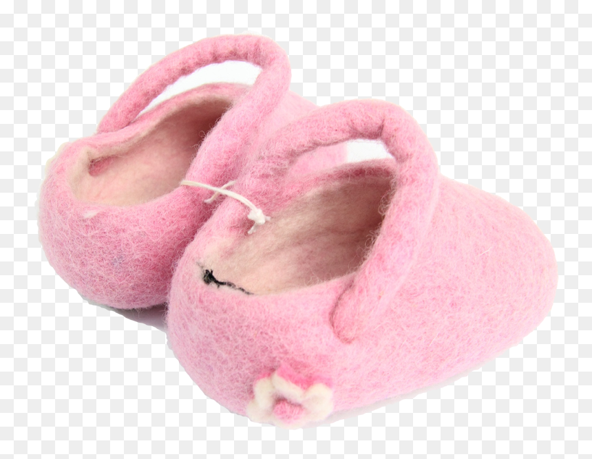 Wool Felt Pink Baby Shoes - Zapatitos De Bebe Png, Transparent Png - slipper png