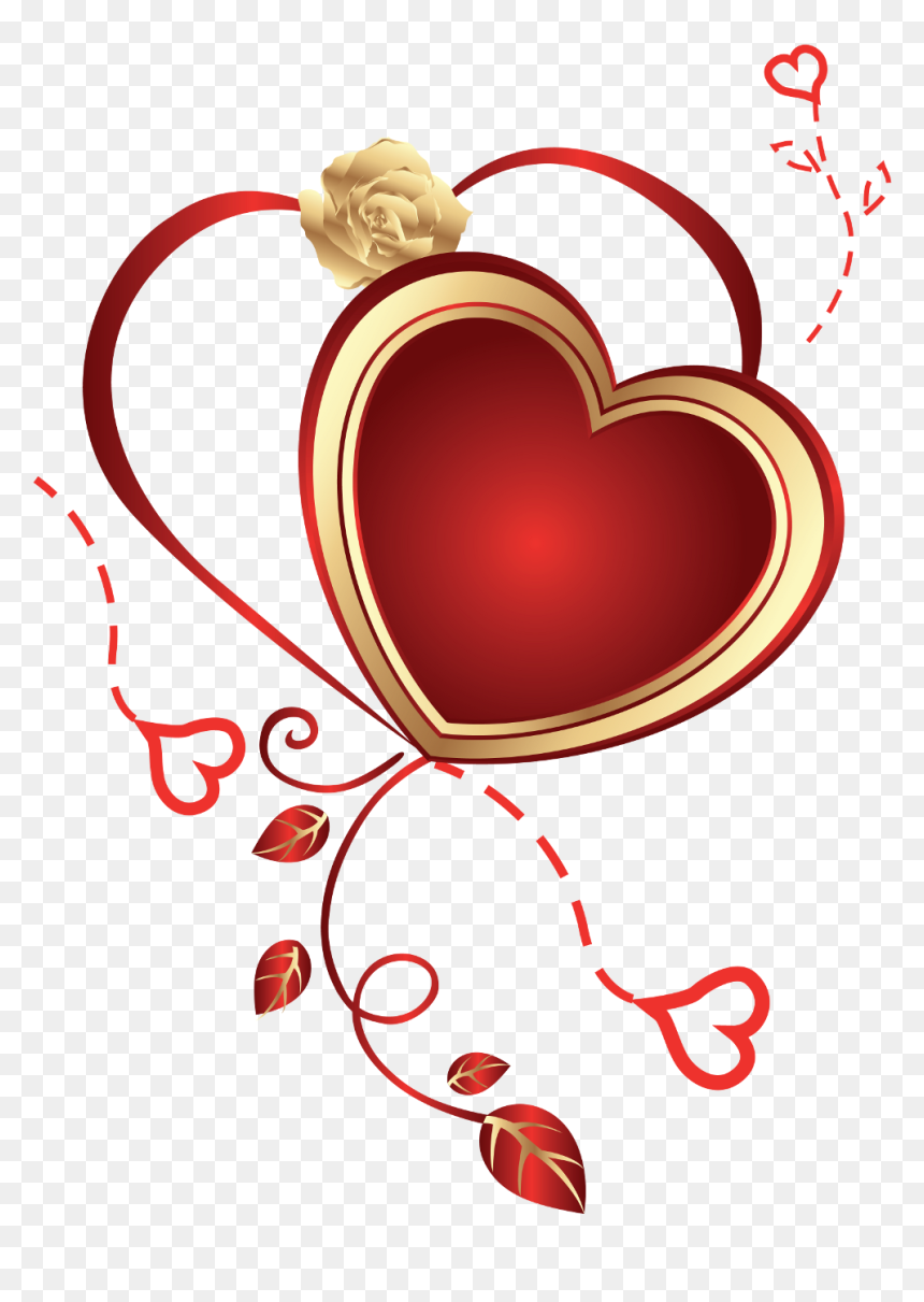 , V - Heart And Rose Png, Transparent Png - love heart 3d png