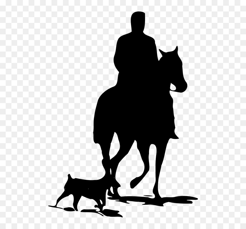 Man On Horse Silhouette, HD Png Download - horse riding png