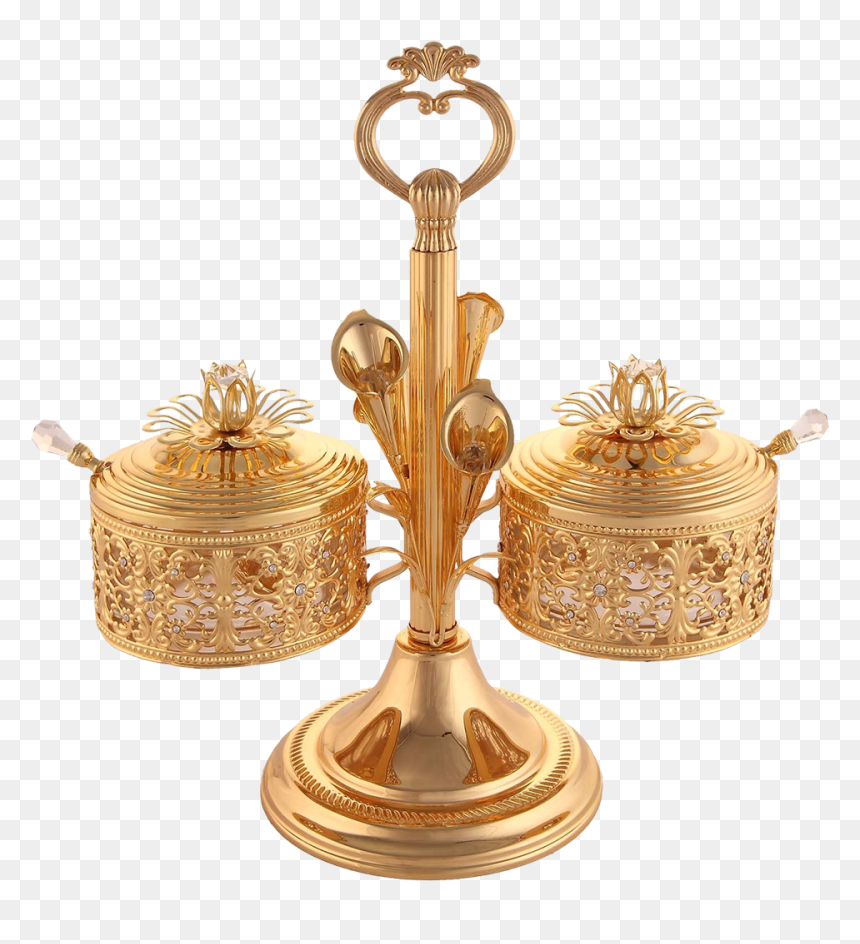 Sugar Bowl With Spoon Gold, HD Png Download - diwali gift png
