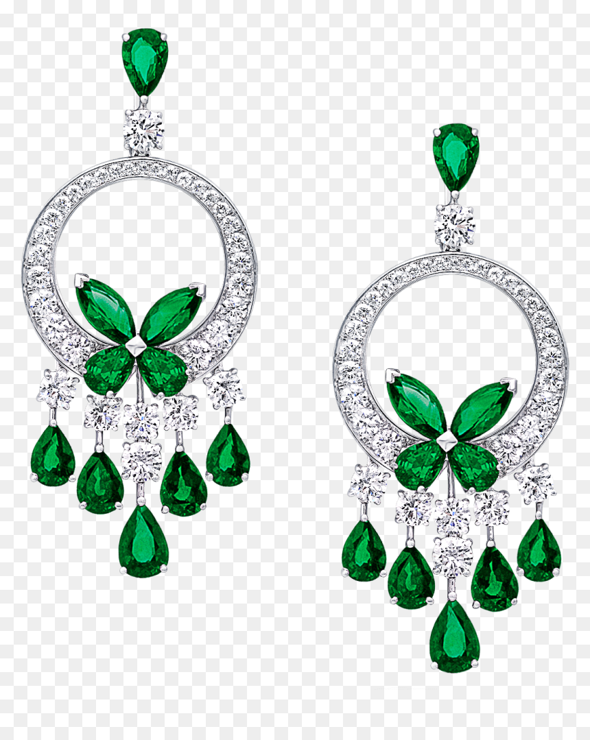 Graff Emerald Earrings Butterfly, HD Png Download - earrings for men png