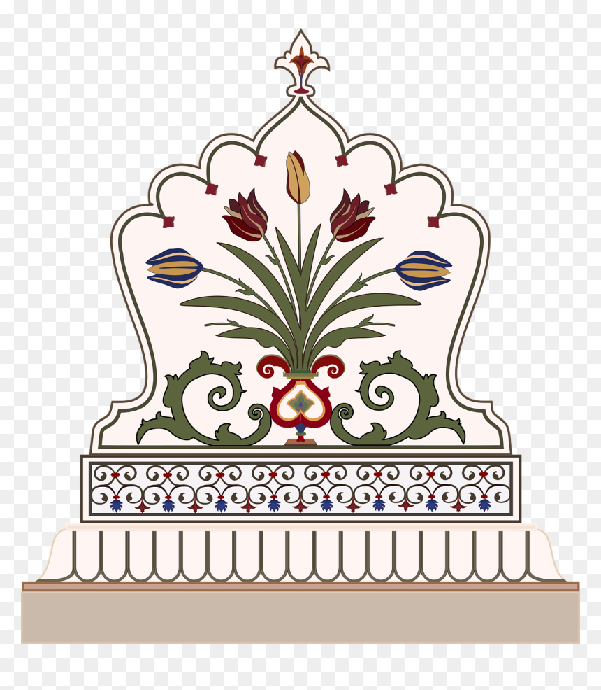 Mughal Floral Patterns Png, Transparent Png - taj mahal clip art png