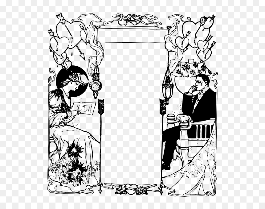Vintage Couple Frame - Cartoon, HD Png Download - couple frame png