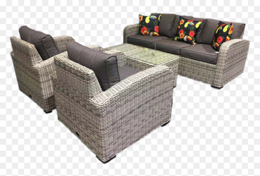 Miami 4pce Wicker Sofa Setting - Outdoor Sofa, HD Png Download - steel sofa set png