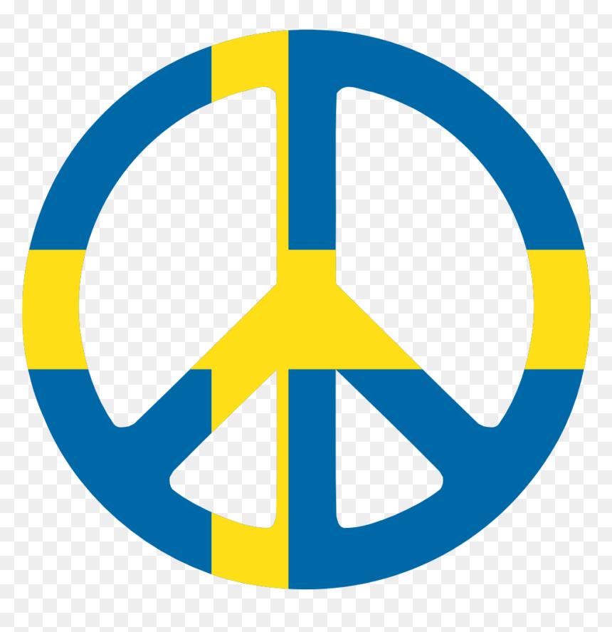 Sweden Peace Symbol Flag 3 Cnd Logo Peacesymbol Scalable - Peace Symbol Clear Background, HD Png Download - sweden png