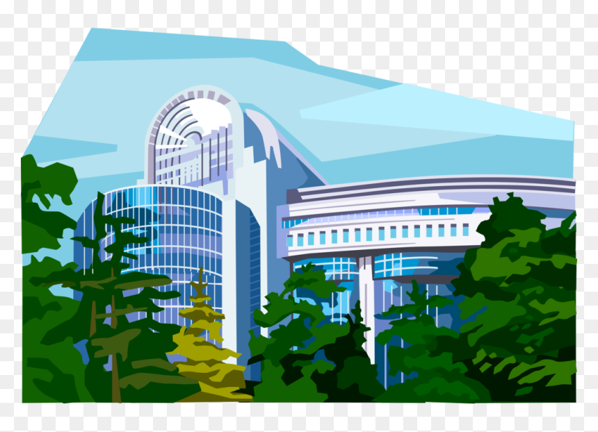 Vector Illustration Of Brussels, Belgium European Union - European Parliament Building Vector, HD Png Download - building vectors png