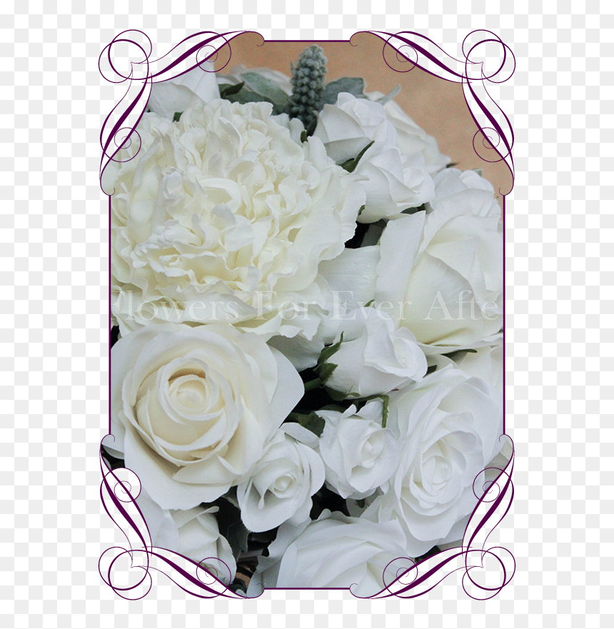 White Ivory Flower Dome Table Centerpiece For Hire - Garden Roses, HD Png Download - centerpiece png